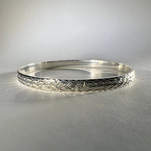 Hibiscus, Plumeria and Maile Hawaiian Sterling Silver Bangle