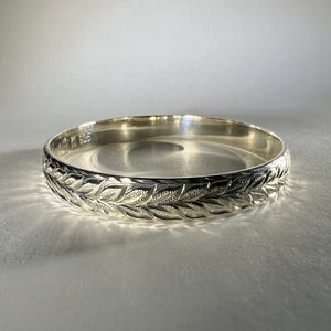 Hawaiian Sterling Silver Bangle Bracelet with engraving