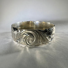 Load image into Gallery viewer, Wide Hawaiian Sterling Silver Bracelet  with engraving
