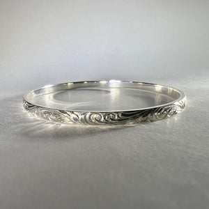 Old English and Hibiscus Hawaiian Sterling Silver Bracelet 