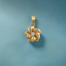 Load image into Gallery viewer, Small Plumeria with Diamonds Pendant in 14K Yellow Gold
