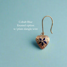 Load image into Gallery viewer, Puanani Heart Earrings with Enamel Flower
