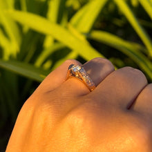 Load image into Gallery viewer, Old English &amp; Hibiscus 4mm French Mount Solitaire Ring with .28ct Diamond in 14K Pink Gold in size 6 5/8
