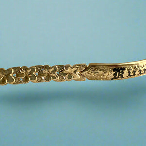 6mm "Kuuipo" Hawaiian Plumeria Link Bracelet in 14K Yellow Gold