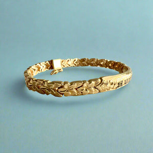 6mm "Kuuipo" Hawaiian Plumeria Link Bracelet in 14K Yellow Gold