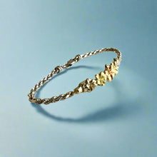 Load image into Gallery viewer, Tri-Color Five Plumeria Hawaiian ID Bracelet in 14K Gold
