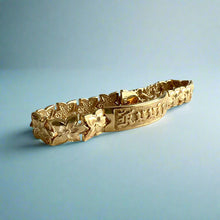 Load image into Gallery viewer, Hibiscus 10mm Raised &quot;Kuuipo&quot; Hawaiian Link Bracelet in 14K Yellow Gold
