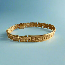 Load image into Gallery viewer, Hibiscus 10mm Raised &quot;Kuuipo&quot; Hawaiian Link Bracelet in 14K Yellow Gold
