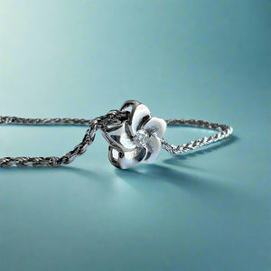 Plumeria Flower Slider Necklace with Diamond in 18K White Gold