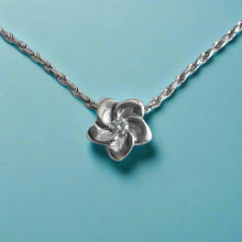 Load image into Gallery viewer, Plumeria Flower Slider Necklace with Diamond in 18K White Gold
