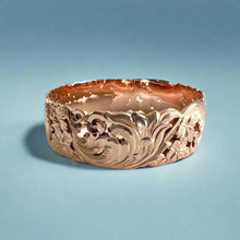 Load image into Gallery viewer, Pukalani 18mm Filigree &quot;Kuuipo&quot; Hawaiian Bangle Bracelet in 14K Pink Gold
