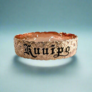 Pukalani 18mm Filigree "Kuuipo" Hawaiian Bangle Bracelet in 14K Pink Gold