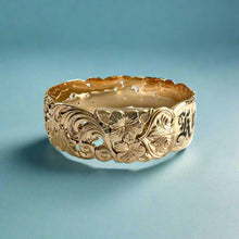 Load image into Gallery viewer, Pukalani 18mm Filigree &quot;Kuuipo&quot; Hawaiian Bangle Bracelet in 14K Yellow Gold
