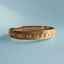 Load image into Gallery viewer, Raised Old English 10mm &quot;Kuuipo&quot; Hawaiian Bangle Bracelet in 14K Yellow Gold
