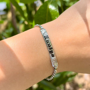 Old English Scroll design 6mm ID Bracelet in 14K White Gold