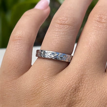 Load image into Gallery viewer, Hibiscus All Around 4mm Hawaiian Flat Ring in 14K White Gold

