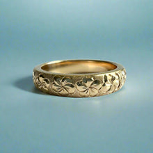Load image into Gallery viewer, Plumeria All Around 4mm Ring in 14K Yellow Gold

