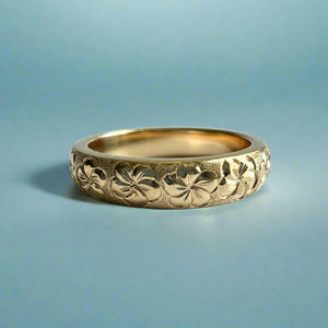 Plumeria All Around 4mm Ring in 14K Yellow Gold