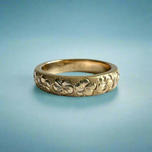 Load image into Gallery viewer, Plumeria All Around 4mm Ring in 14K Yellow Gold
