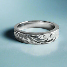 Load image into Gallery viewer, Old English All Around 4mm Flat Ring in 14K White Gold

