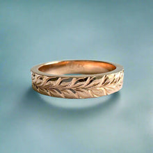 Load image into Gallery viewer, Maile &amp; Hibiscus 4mm Flat Ring in 14K Pink Gold
