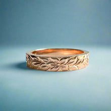 Load image into Gallery viewer, Maile &amp; Hibiscus 4mm Flat Ring in 14K Pink Gold
