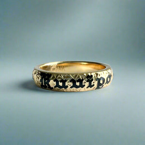 Old English & Hibiscus 4mm "Kuuipo" Ring  in 14K Yellow Gold