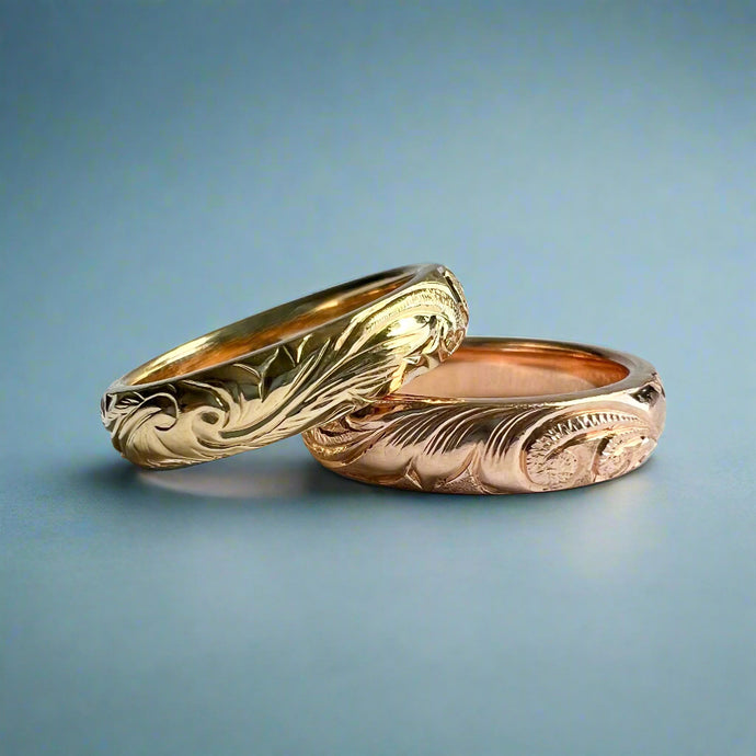 Old English All Around 4mm Barrel Ring in 14K Gold