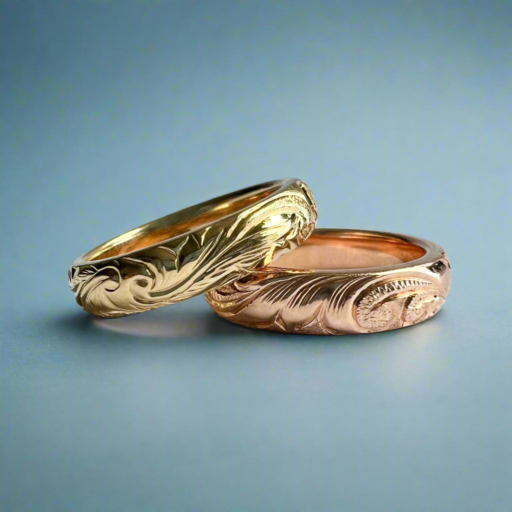 Old English All Around 4mm Barrel Ring in 14K Gold