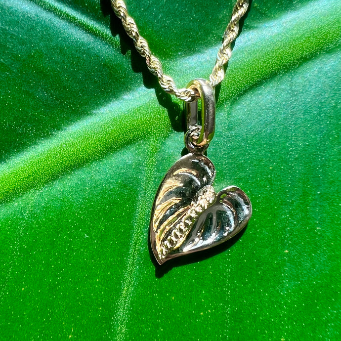 Small Anthurium Flower Pendant in 14K Yellow Gold