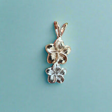 Load image into Gallery viewer, Vertical Two Tone Plumeria Pendant in 14K Gold (various colors available)
