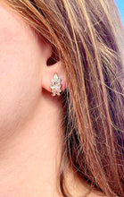 Load image into Gallery viewer, Plumeria &amp; Diamond Hawaiian French clip earrings

