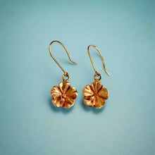 Load image into Gallery viewer, Hawaiian Hibiscus Hibiscus Dangle Earrings in 14K Pink Gold

