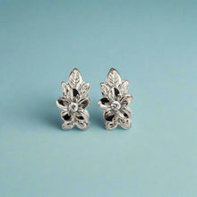 Load image into Gallery viewer, Plumeria &amp; Diamond Hawaiian French clip earrings
