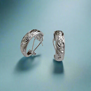 Half Hoop Old English 6mm French Clip Earrings in 14K White Gold
