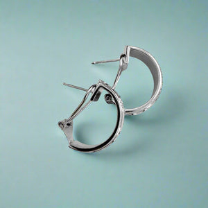 Half Hoop Old English 6mm French Clip Earrings in 14K White Gold