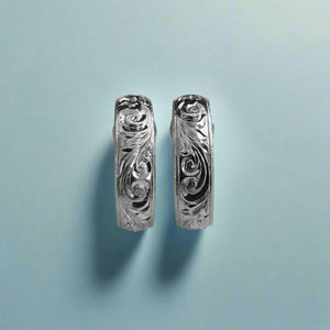 Half Hoop Old English 6mm French Clip Earrings in 14K White Gold