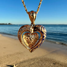Load image into Gallery viewer, Ali&#39;i Heart Pendant with Five Diamonds in 14K Yellow Gold
