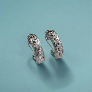 Half Hoop Old English 6mm French Clip Earrings in 14K White Gold