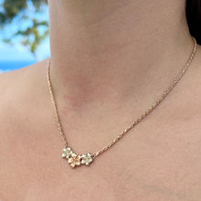 Load image into Gallery viewer, Two-tone 17&quot; Three Plumeria Hawaiian Necklace in 14K Gold
