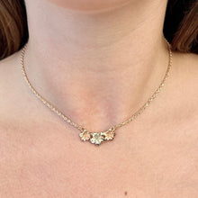 Load image into Gallery viewer, Two-tone 15&quot; Three Plumeria Necklace in 14K Gold
