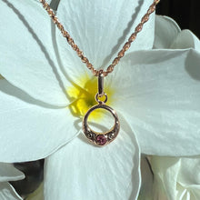 Load image into Gallery viewer, Hawaiian Circle Pendant with Old English Scroll &amp; Pink Sapphire in 14K Pink Gold
