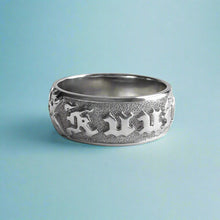 Load image into Gallery viewer, Hibiscus with leaves 8mm Raised Hawaiian &quot;Kuuipo&quot; Ring in 14K White Gold in size 9 3/8
