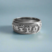 Load image into Gallery viewer, Hibiscus with leaves 8mm Raised Hawaiian &quot;Kuuipo&quot; Ring in 14K White Gold in size 9 3/8

