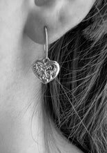 Load image into Gallery viewer, Hawaiian Heart Flowers w/ Scroll Dangling Earrings in 14K Yellow, White or Pink Gold
