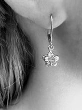 Load image into Gallery viewer, Hawaiian Plumeria Lever Back Dangling Earrings in 14K or 18K Yellow Gold
