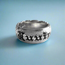 Load image into Gallery viewer, Scalloped Hibiscus w/leaves 8mm &quot;Kuuipo&quot; Ring in 14K White Gold in size 7 1/4
