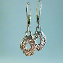 Load image into Gallery viewer, Oval Old English Lever Back Earrings in 14K Yellow, White or Pink Gold
