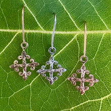 Load image into Gallery viewer, Hawaiian Fleur De Lys Cross Earrings
