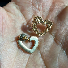 Load image into Gallery viewer, Slanted Hawaiian Heart Earrings in 14K Yellow, White or Pink Gold (Regular &amp; Small Available)
